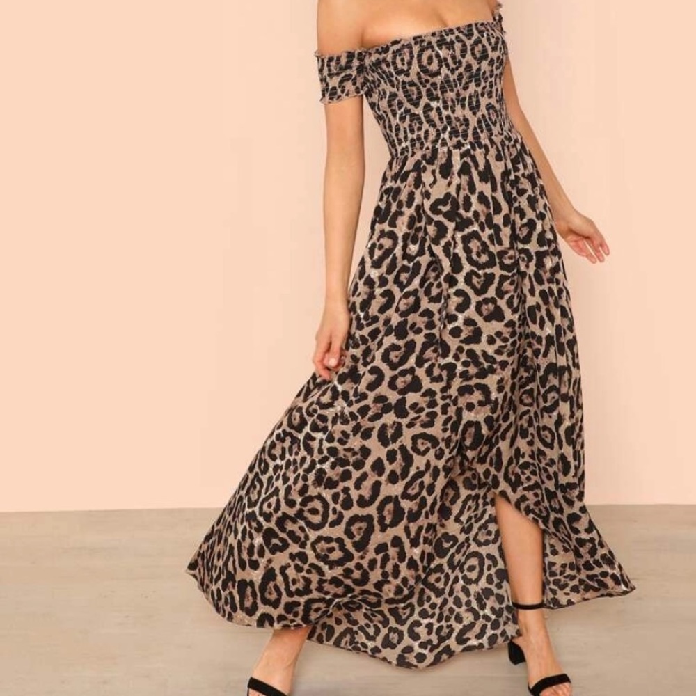 Leopard High/Low Maxi Dress